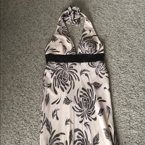 BCBG size 4 cream/brown formal long halter dress